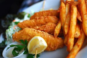 Fish & Chips at Pinocchios Cafe , Trago mills